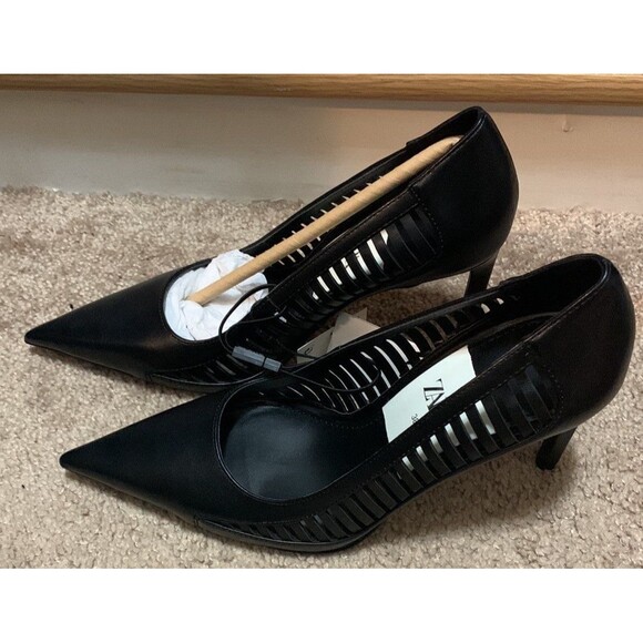 ZARA CUT OUT STILETTO HEELS BLACK SIZE 7.5 - Picture 7 of 7
